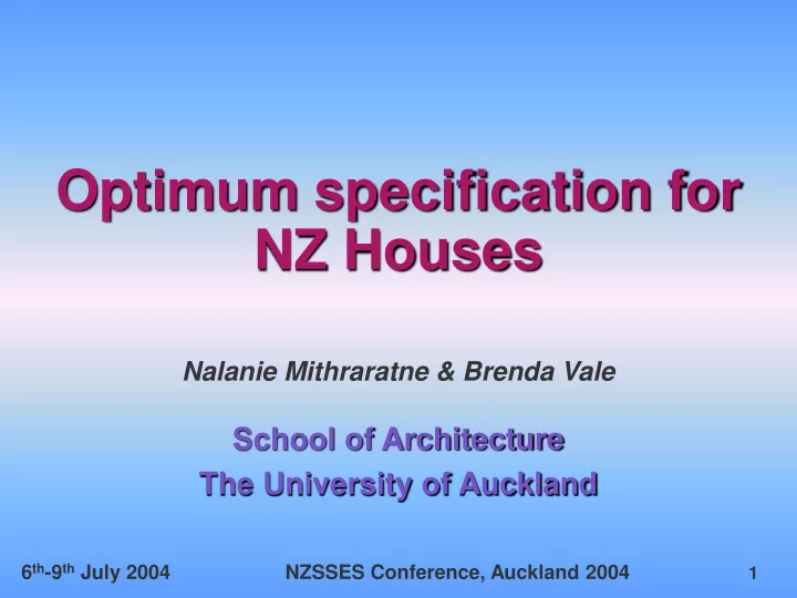 optimum specification for nz houses