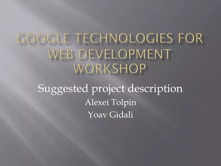 google technologies for web development workshop