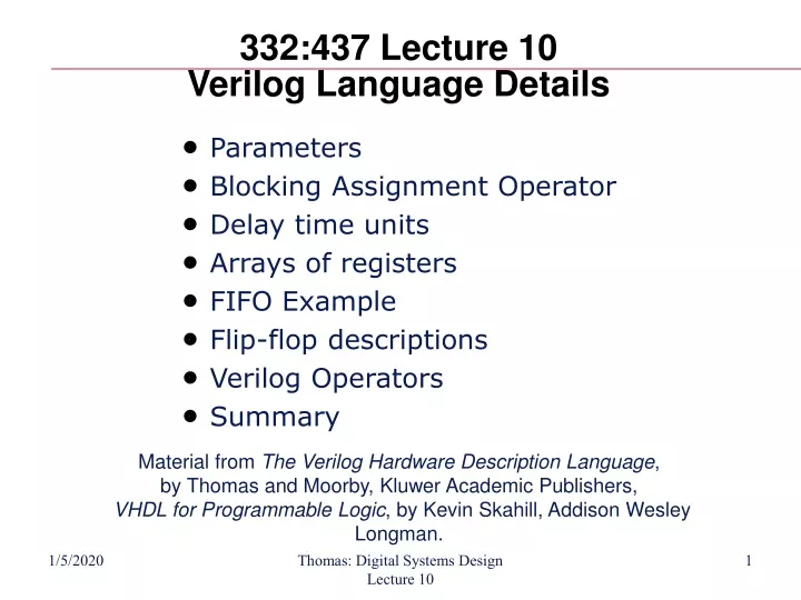 332 437 lecture 10 verilog language details
