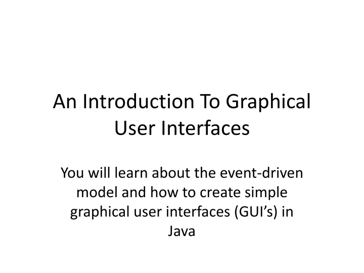 an introduction to graphical user interfaces