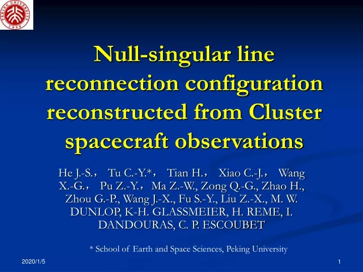 null singular line reconnection configuration reconstructed from cluster spacecraft observations