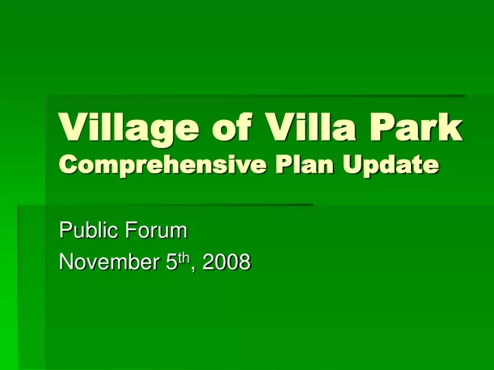 village of villa park comprehensive plan update