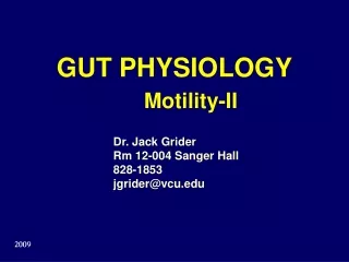 GUT PHYSIOLOGY Motility-II