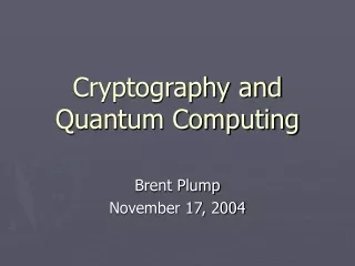 Cryptography and  Quantum Computing