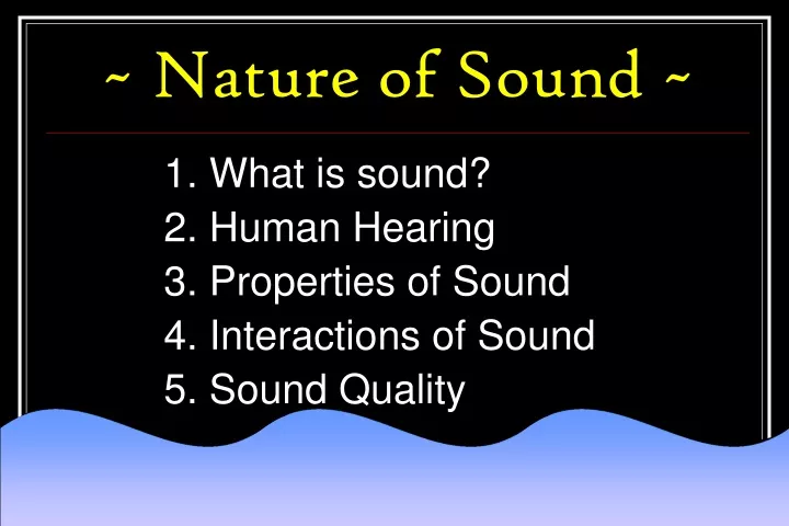 nature of sound