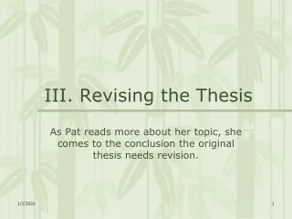 III. Revising the Thesis