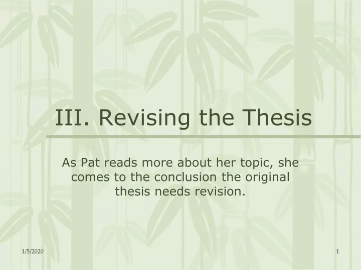 iii revising the thesis
