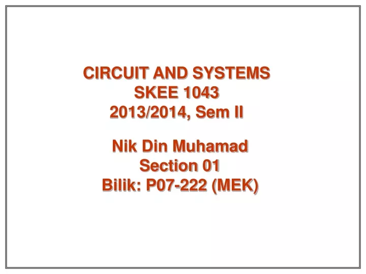 circuit and systems skee 1043 2013 2014 sem ii