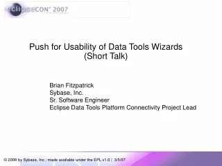 Push for Usability of Data Tools Wizards  (Short Talk)