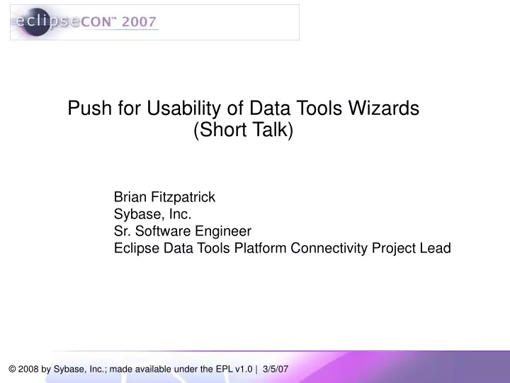 push for usability of data tools wizards short talk