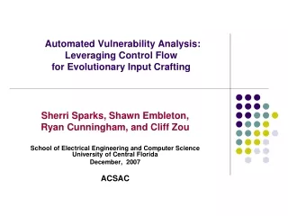 Automated Vulnerability Analysis:  Leveraging Control Flow  for Evolutionary Input Crafting