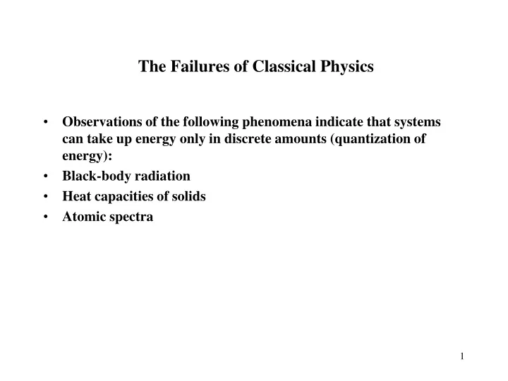 the failures of classical physics