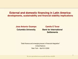 “Debt finance and emerging issues in financial integration” United Nations
