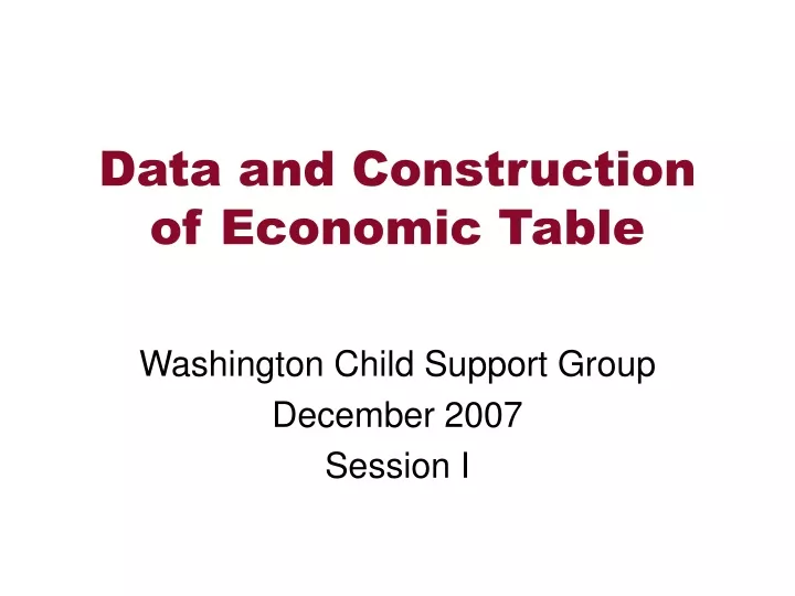 data and construction of economic table
