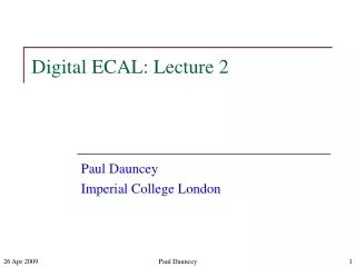 Digital ECAL: Lecture 2
