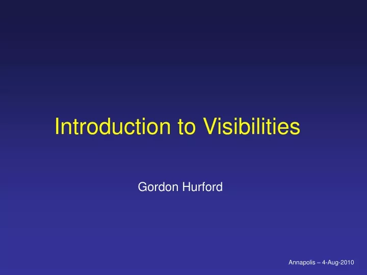 introduction to visibilities