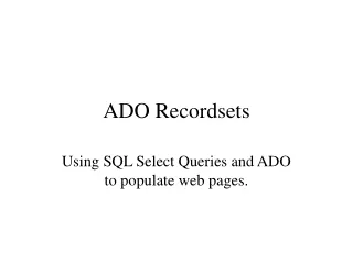 ADO Recordsets