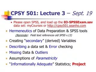 CPSY 501: Lecture 3  –  Sept. 19