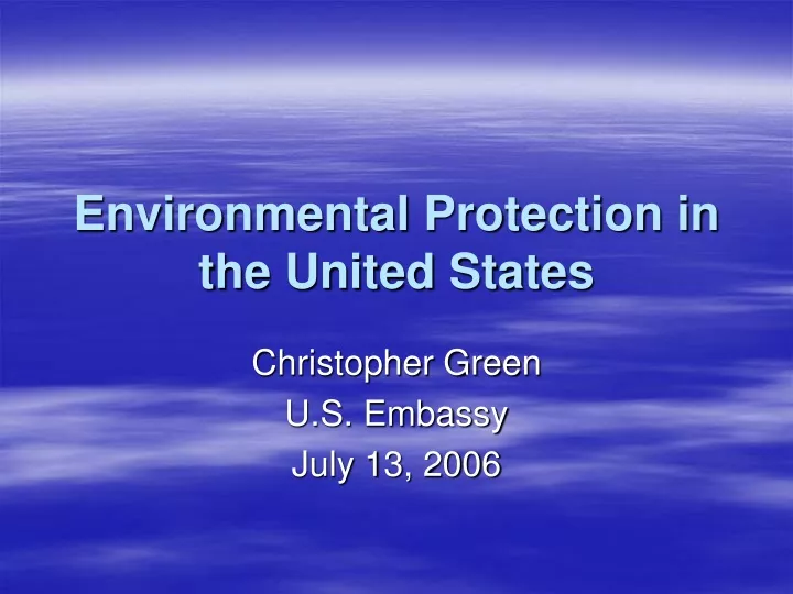 environmental protection in the united states