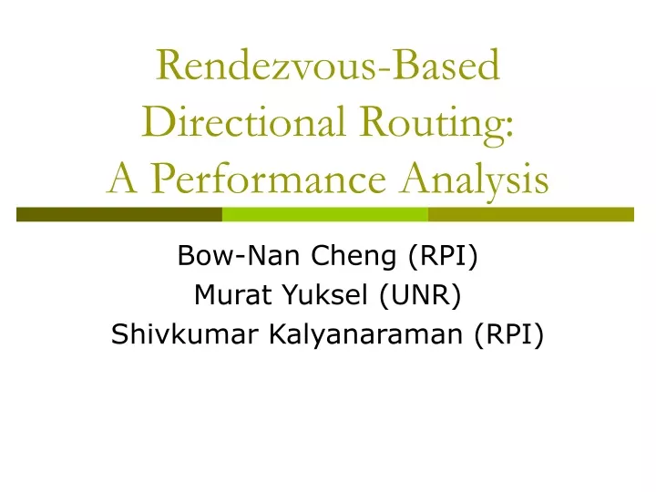 rendezvous based directional routing a performance analysis