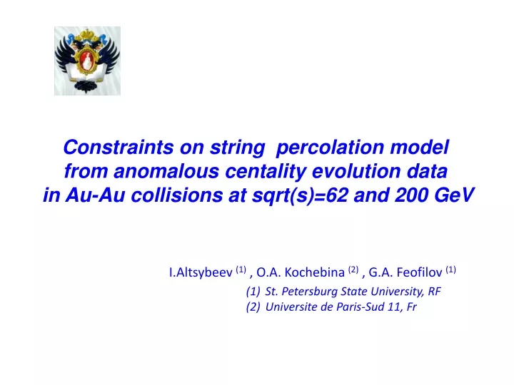 constraints on string percolation model from