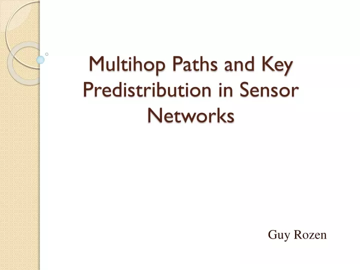 multihop paths and key predistribution in sensor networks