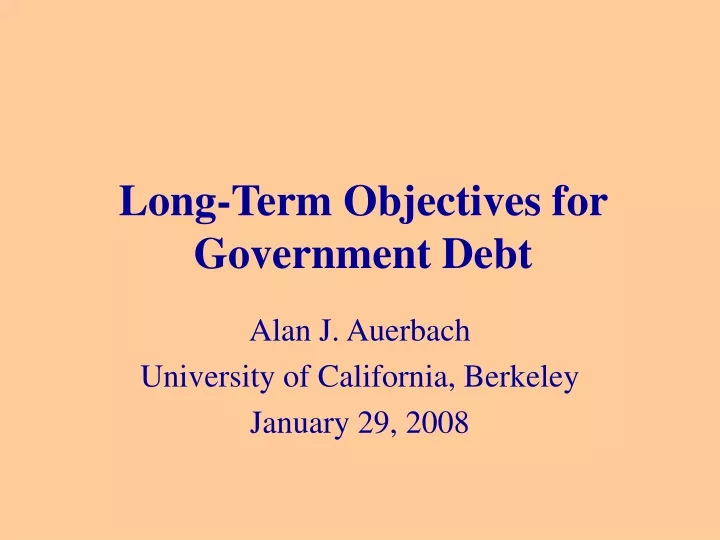 long term objectives for government debt