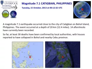 Magnitude 7.1 CATIGBIAN, PHILIPPINES