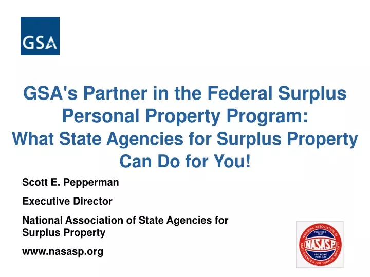 gsa s partner in the federal surplus personal