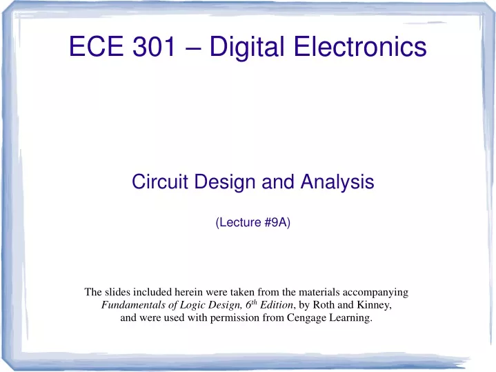 circuit design and analysis lecture 9a