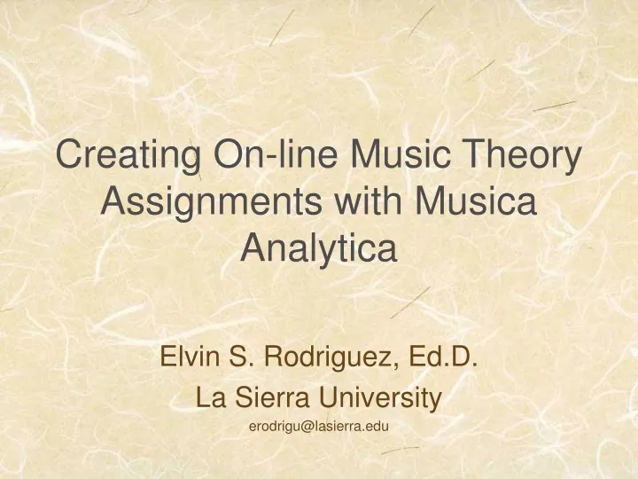 creating on line music theory assignments with musica analytica