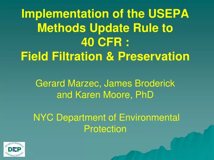 implementation of the usepa methods update rule