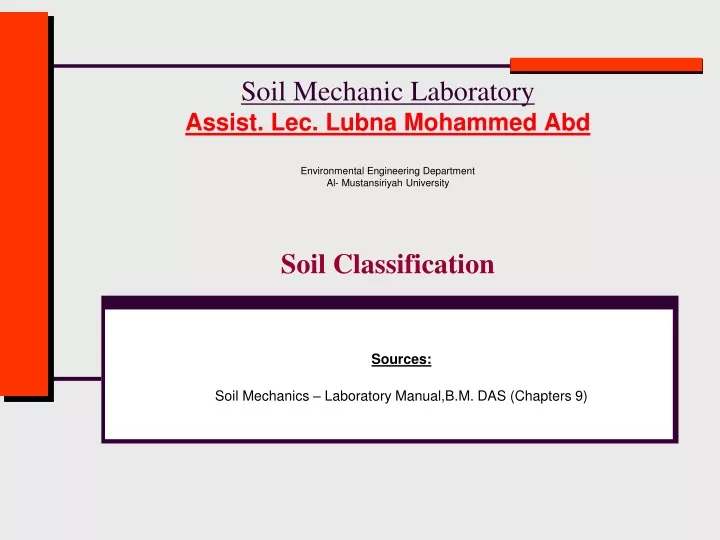 soil mechanic laboratory assist lec lubna