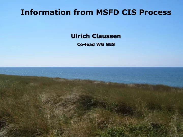 information from msfd cis process ulrich claussen co lead wg ges