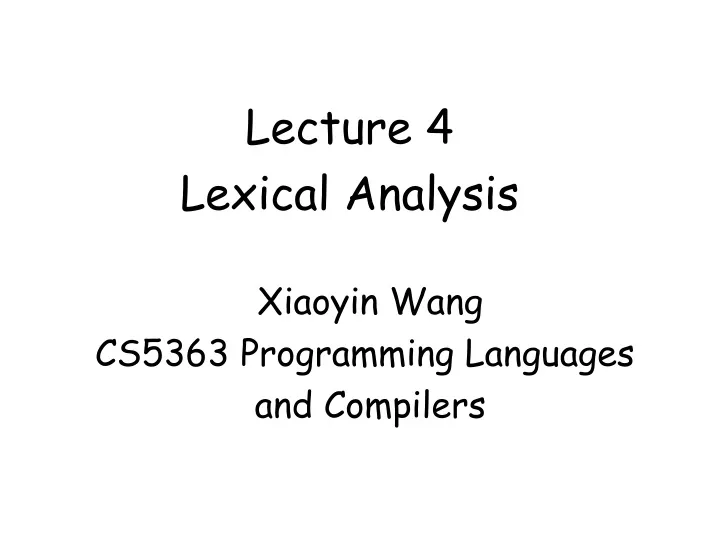 lecture 4 lexical analysis