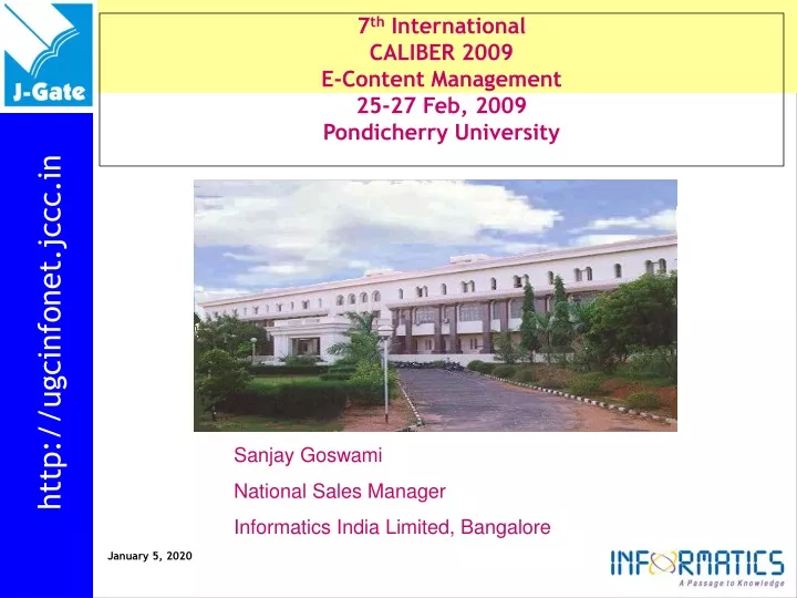 7 th international caliber 2009 e content management 25 27 feb 2009 pondicherry university