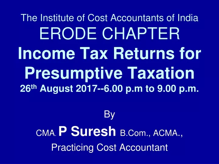 by cma p suresh b com acma practicing cost accountant