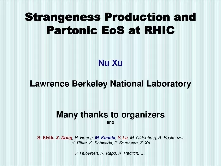 strangeness production and partonic eos at rhic