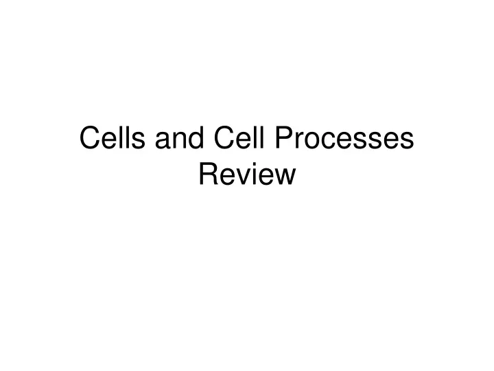 cells and cell processes review