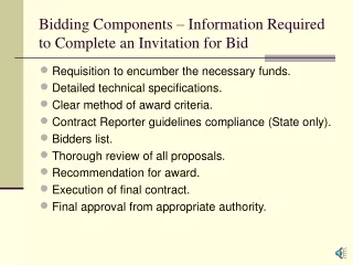 Bidding Components – Information Required to Complete an Invitation for Bid