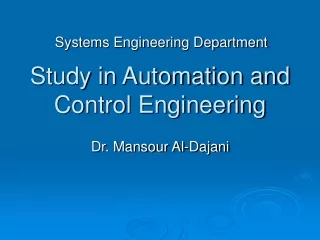 Study in Automation and Control Engineering