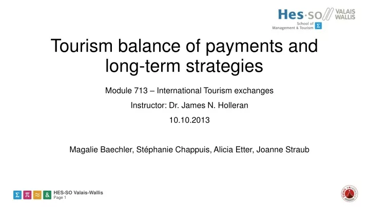 tourism balance of payments and long term strategies