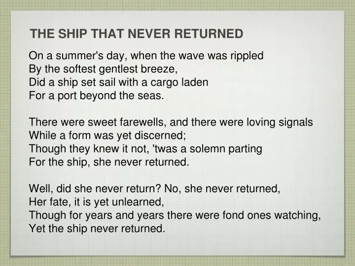 the ship that never returned
