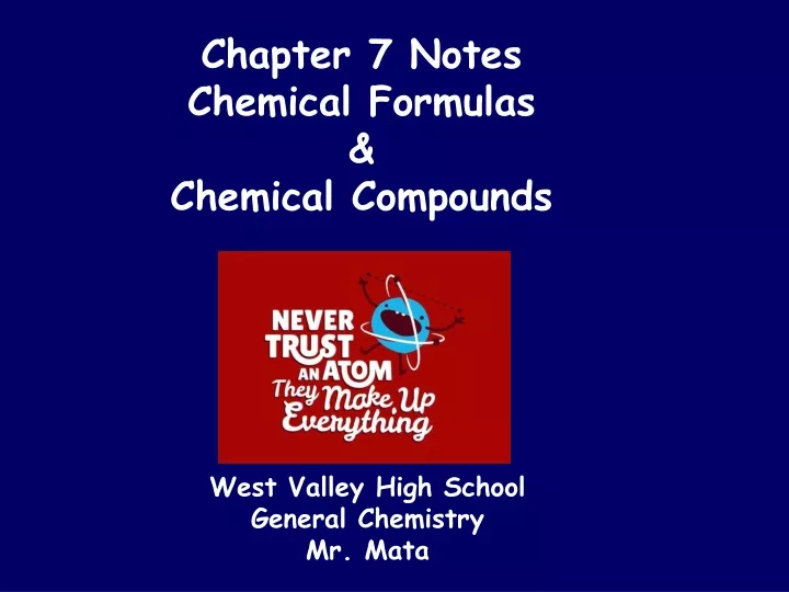 chapter 7 notes chemical formulas chemical