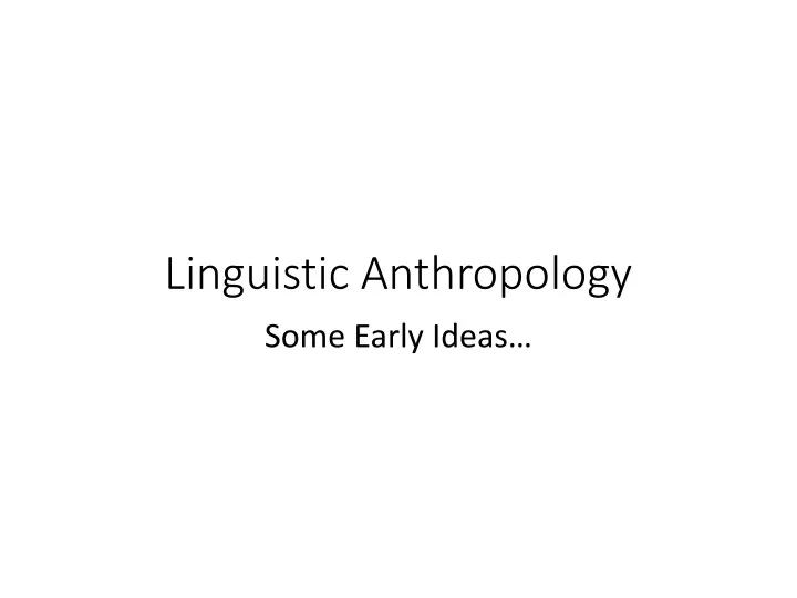 linguistic anthropology