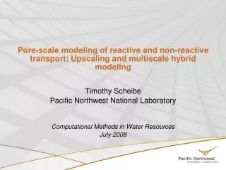 Timothy Scheibe  Pacific Northwest National Laboratory Computational Methods in Water Resources