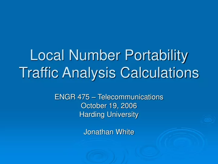 local number portability traffic analysis calculations
