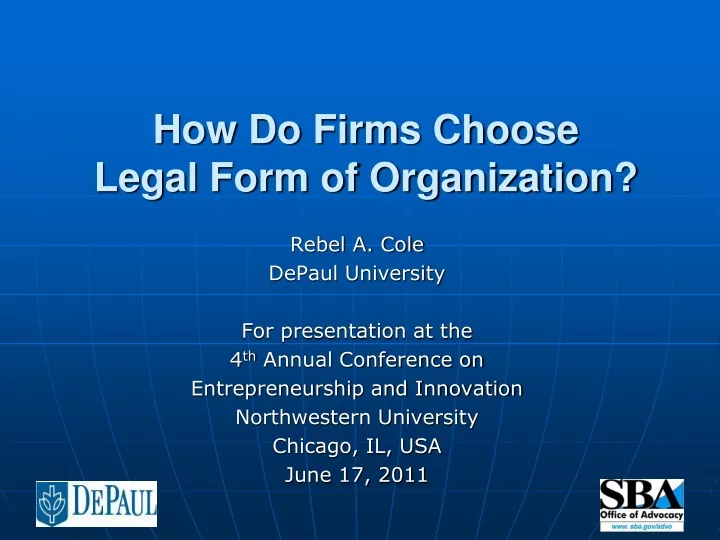 how do firms choose legal form of organization