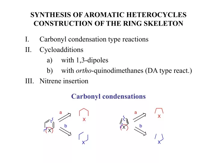 synthesis of aromatic heterocycles construction