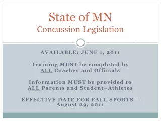 State of MN Concussion Legislation